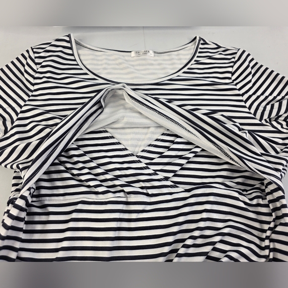 Ekouaer XL Striped Black White Breastfeeding Friendly Dress BM-2004 - Picture 3 of 9